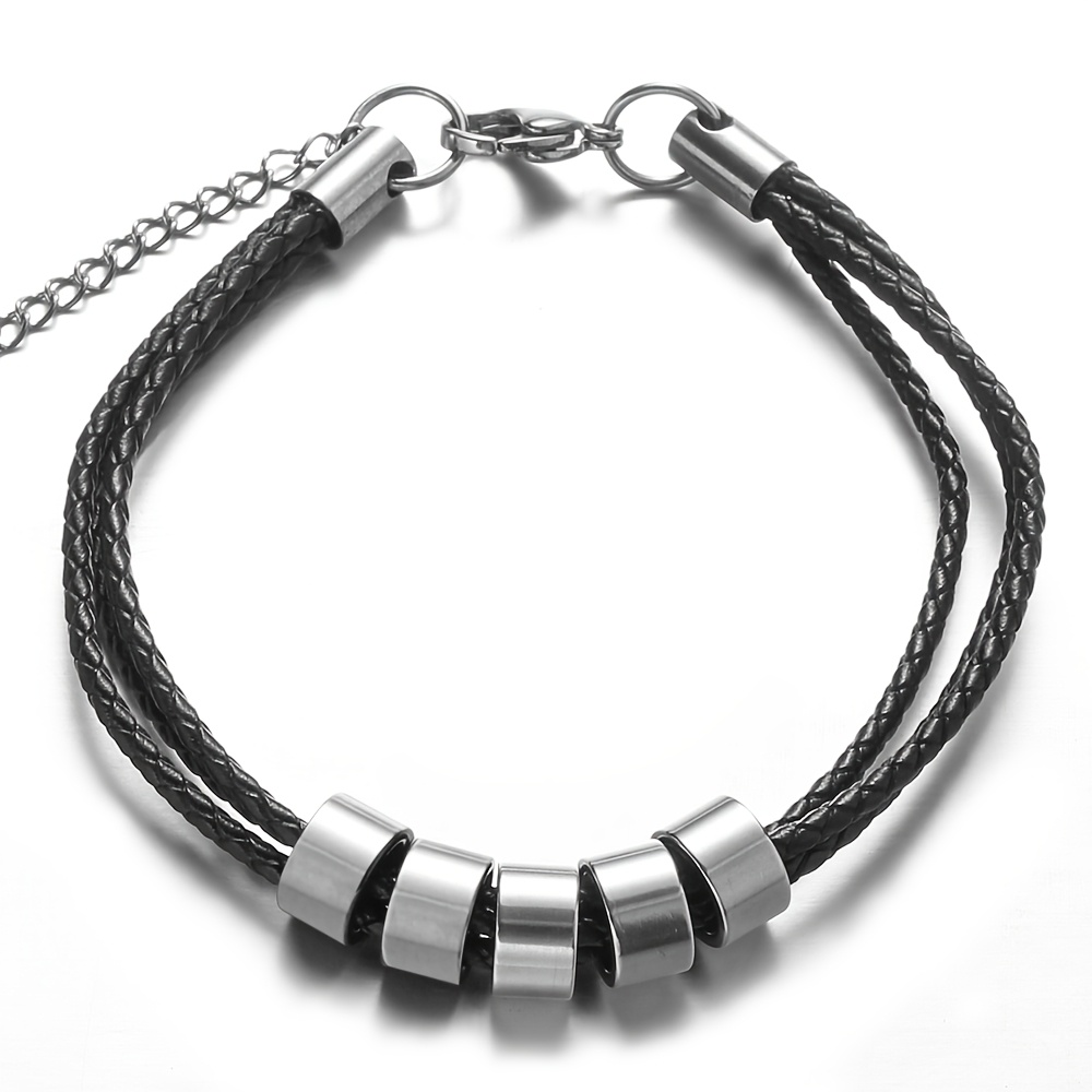 Custom Personalized Family Name Bracelet, 3-Layer Men's Bracelet